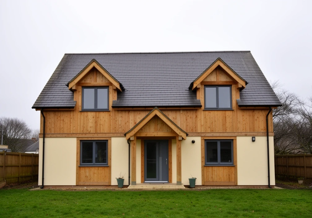 The Kings Heath, a timber frame house with two dormer windows in a steep roof